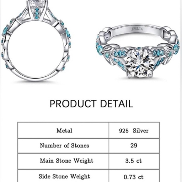 Jeulia aquamarine ring 29 stones - Picture 3 of 4